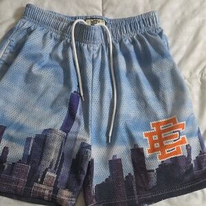 Urban Skyline Men's Athletic Shorts - Blue and Orange